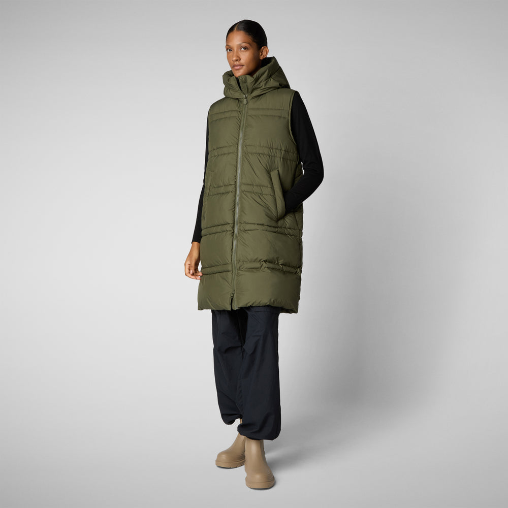 Save the duck GILET CON CAPPUCCIO DONNA JUDEE SHERWOOD GREEN Spedizione Gratuita