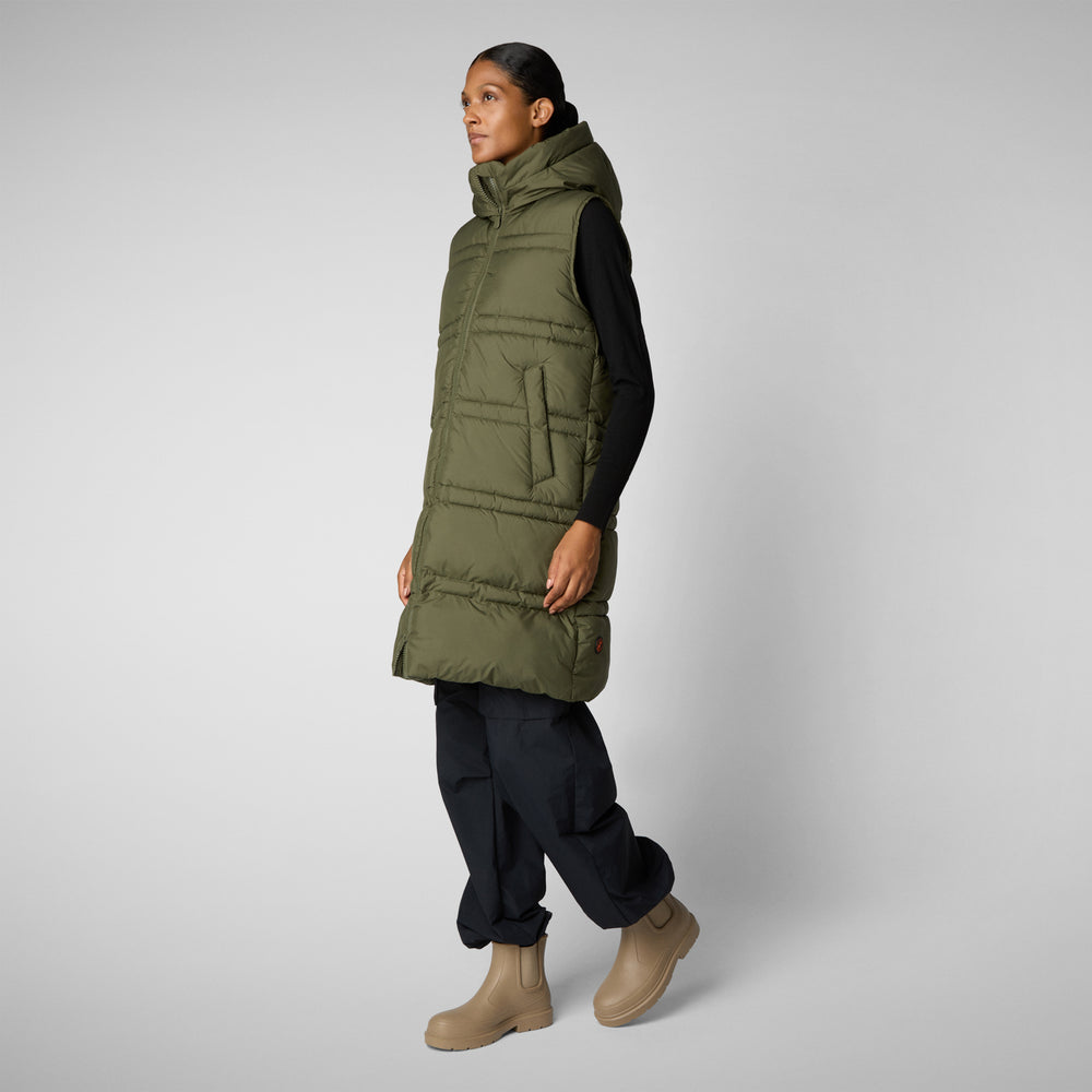 Save the duck GILET CON CAPPUCCIO DONNA JUDEE SHERWOOD GREEN Spedizione Gratuita