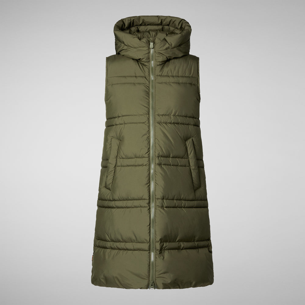 Save the duck GILET CON CAPPUCCIO DONNA JUDEE SHERWOOD GREEN Spedizione Gratuita