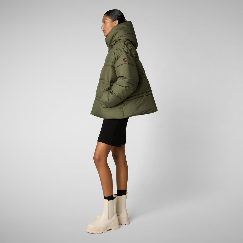 Save the duck PIUMINO ANIMAL FREE CON CAPPUCCIO DONNA KERI VERDE FORESTA Pezzi Unici