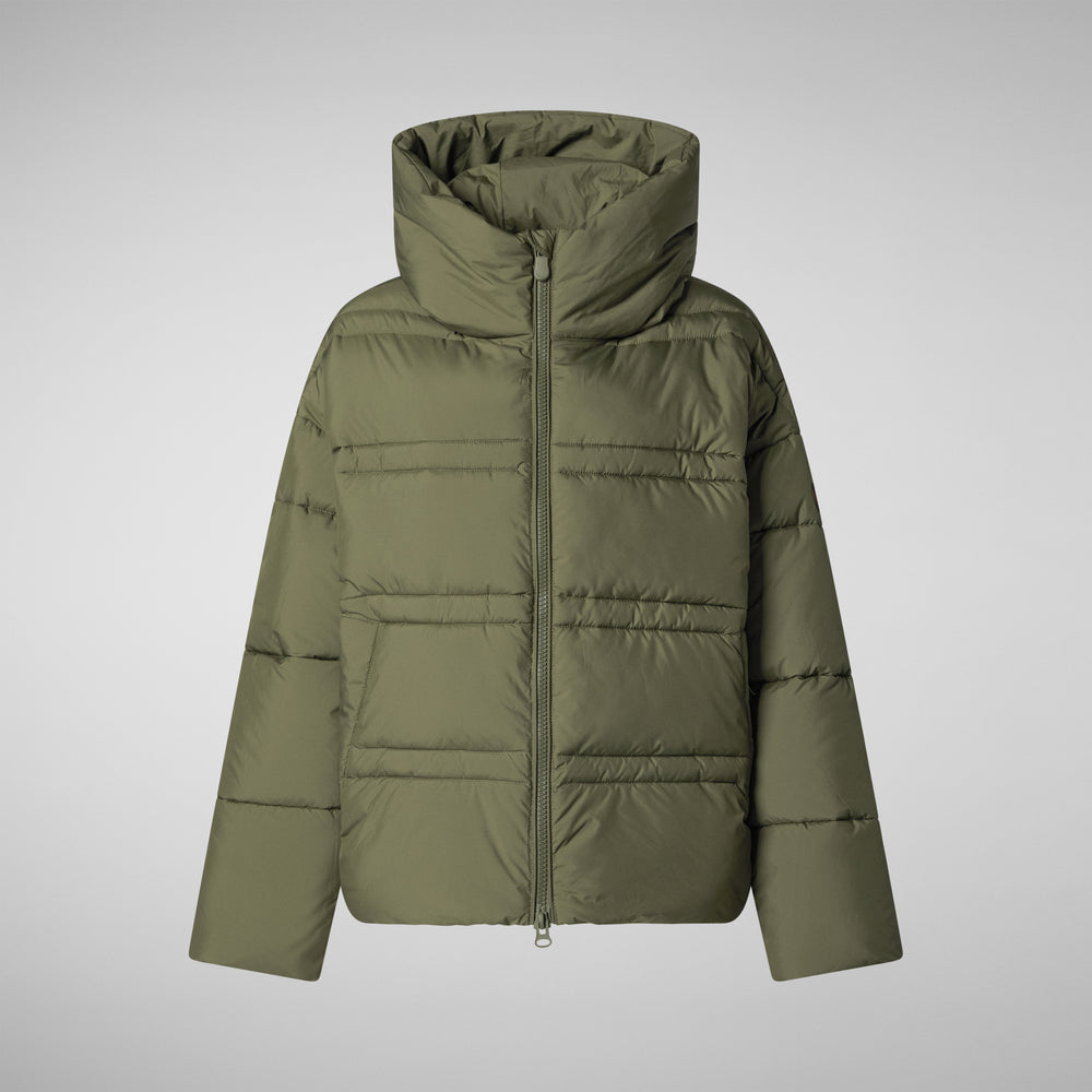 Save the duck PIUMINO ANIMAL FREE CON CAPPUCCIO DONNA KERI VERDE FORESTA Pezzi Unici