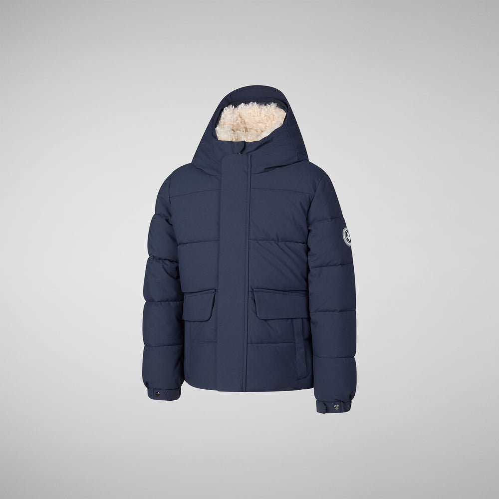 Save the duck PARKA CON CAPPUCCIO BAMBINO KLAUS NAVY BLU Sottocosto