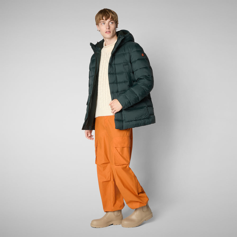Save the duck PIUMINO ANIMAL FREE CON CAPPUCCIO UOMO LYLE VERDE NERO Grande vendita