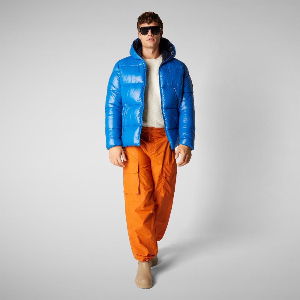 Save the duck PIUMINO ANIMAL FREE CON CAPPUCCIO UOMO EDGARD BLU MIRTILLO Saldi Di Fabbrica