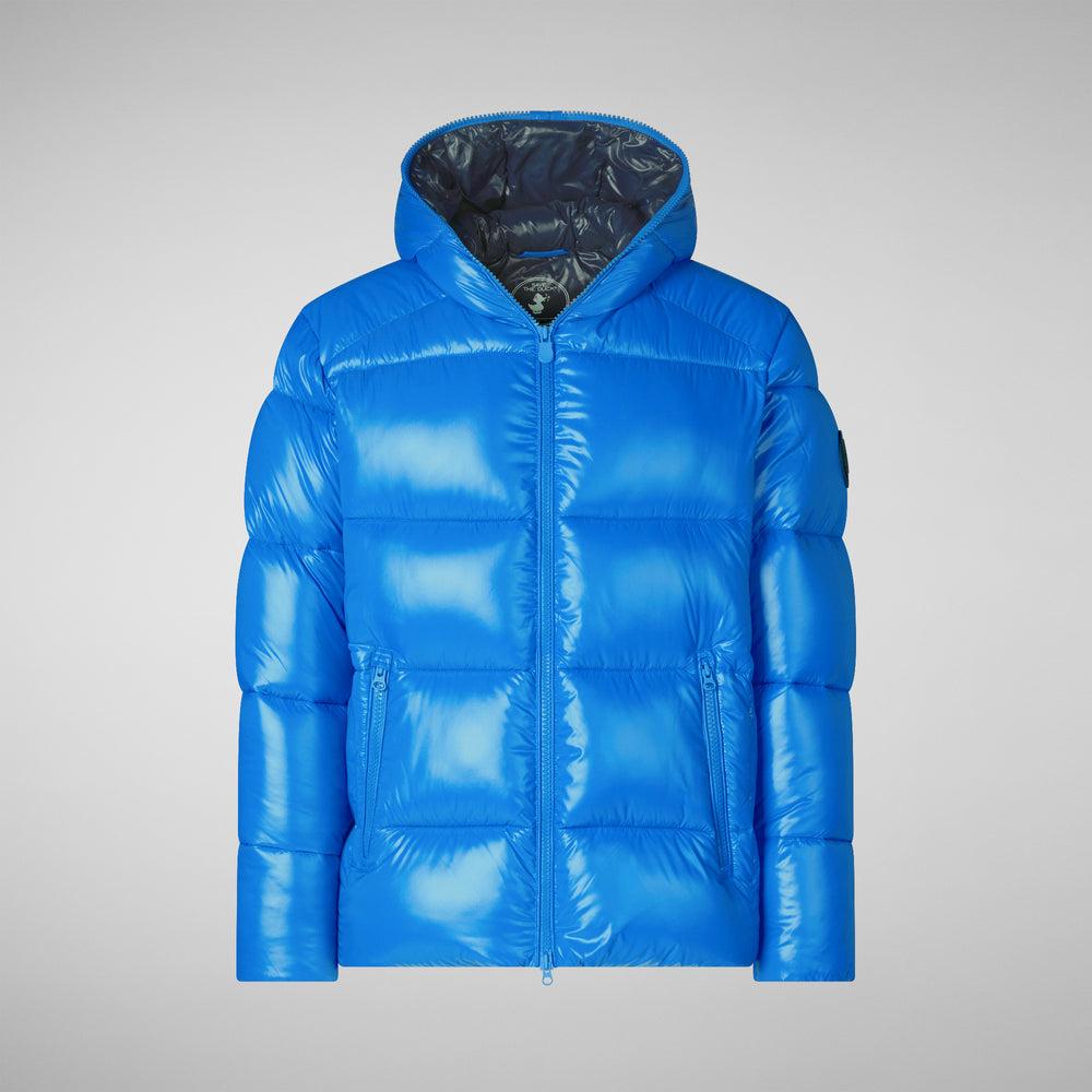 Save the duck PIUMINO ANIMAL FREE CON CAPPUCCIO UOMO EDGARD BLU MIRTILLO Saldi Di Fabbrica