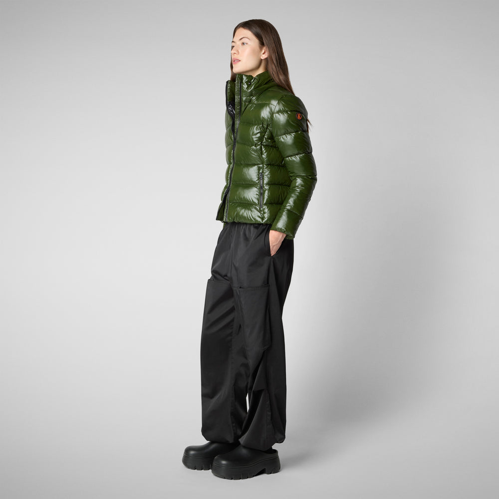 Save the duck PIUMINO ANIMAL FREE CON CAPPUCCIO DONNA COSMARY VERDE BOSCO Moda