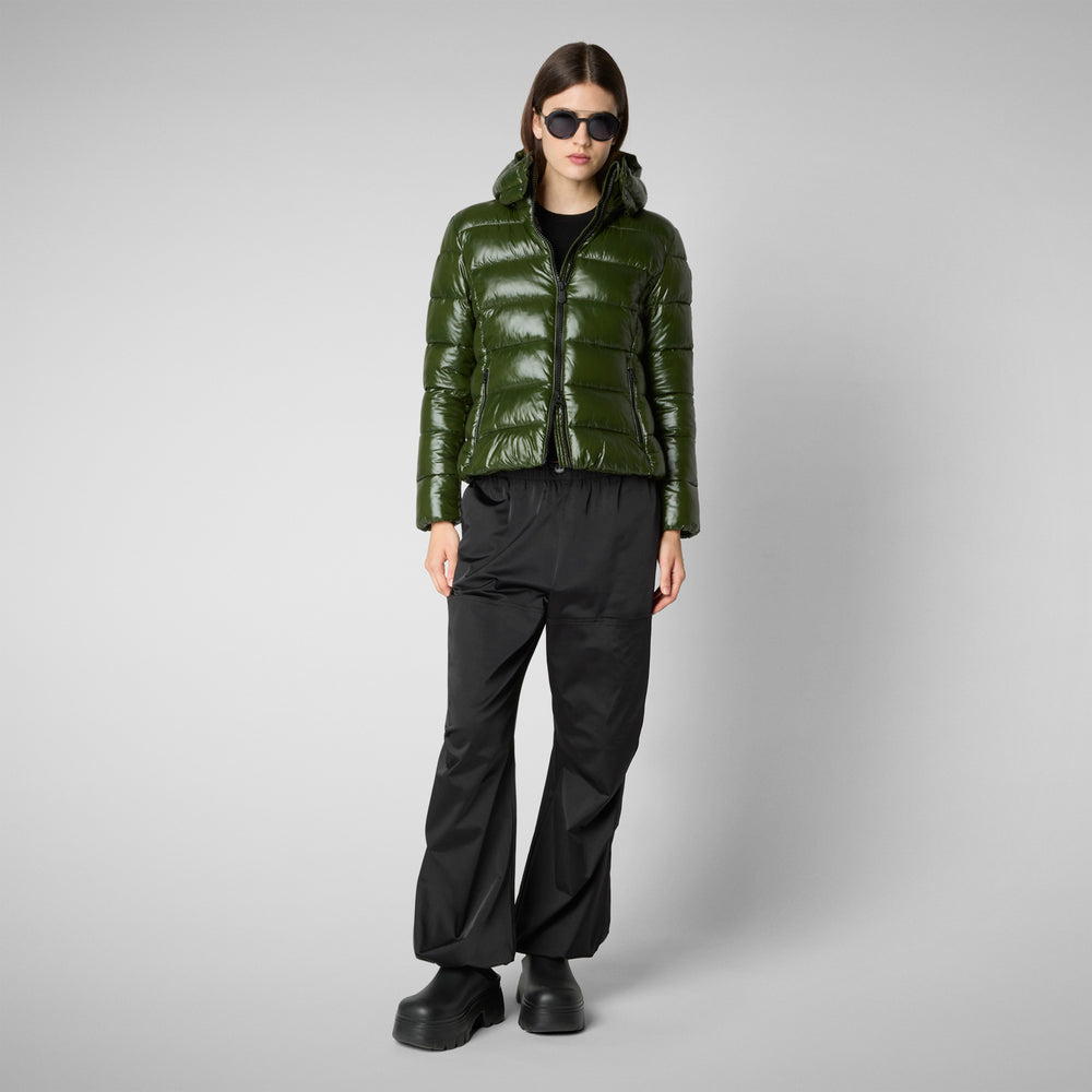 Save the duck PIUMINO ANIMAL FREE CON CAPPUCCIO DONNA COSMARY VERDE BOSCO Moda