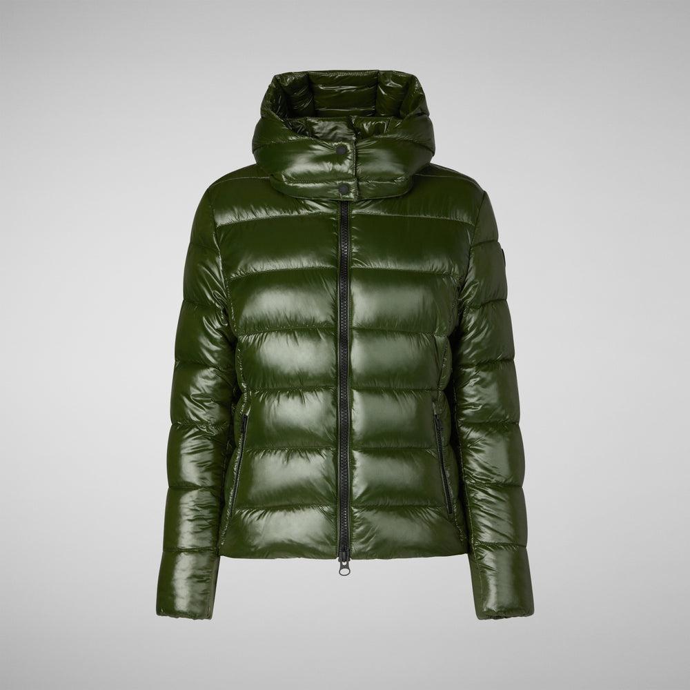 Save the duck PIUMINO ANIMAL FREE CON CAPPUCCIO DONNA COSMARY VERDE BOSCO Moda
