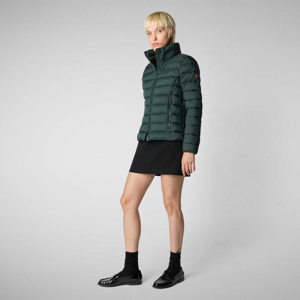 Save the duck PIUMINO ANIMAL FREE CON CAPPUCCIO DONNA AMELIE VERDE NERO Spedizione Gratuita