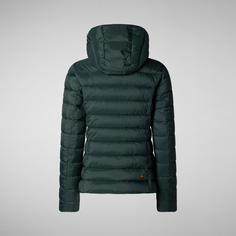 Save the duck PIUMINO ANIMAL FREE CON CAPPUCCIO DONNA AMELIE VERDE NERO Spedizione Gratuita