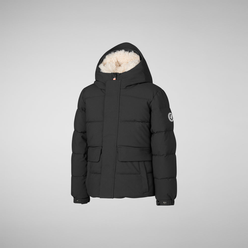 Save the duck PARKA CON CAPPUCCIO BAMBINO KLAUS NERO Qualità Garantita