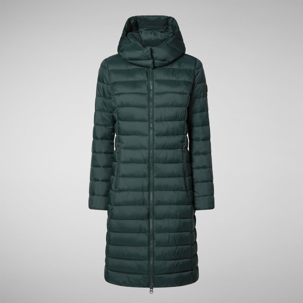 Save the duck PIUMINO ANIMAL FREE CON CAPPUCCIO DONNA EILEEN VERDE NERO In Saldo