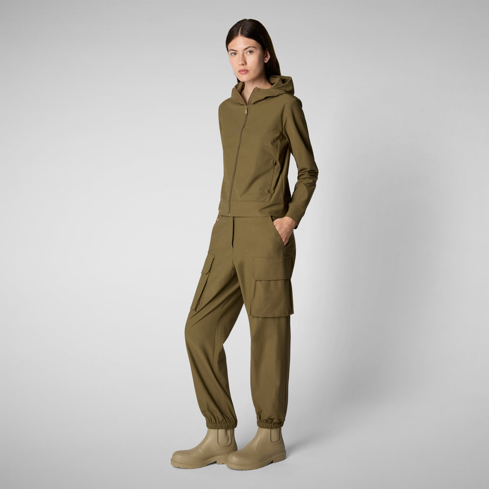 Save the duck FELPA CON CAPPUCCIO DONNA PEAR VERDE MUSCHIO In Linea