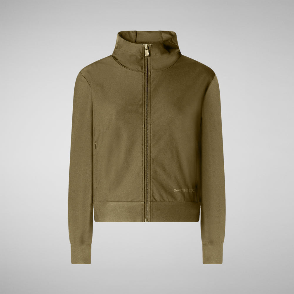 Save the duck FELPA CON CAPPUCCIO DONNA PEAR VERDE MUSCHIO In Linea