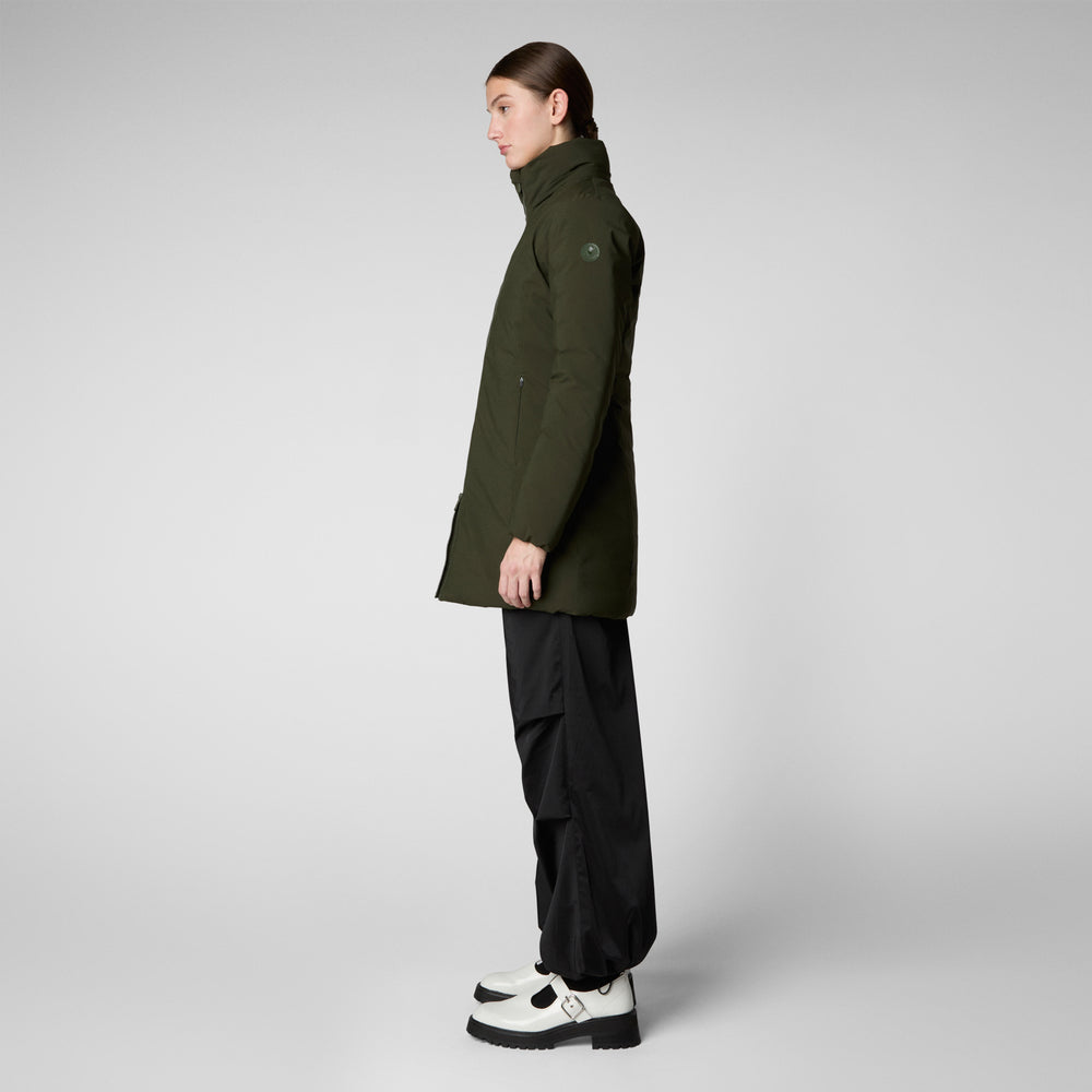 Save the duck PARKA DONNA CON CAPPUCCIO RACHEL VERDE TERRA Qualità