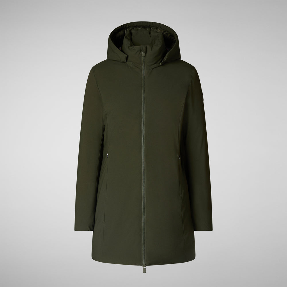 Save the duck PARKA DONNA CON CAPPUCCIO RACHEL VERDE TERRA Qualità