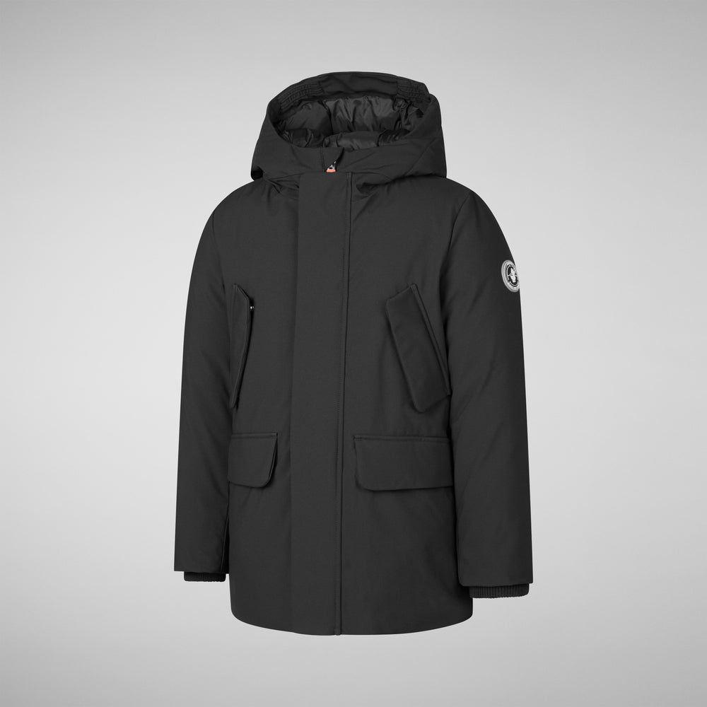 Save the duck PARKA CON CAPPUCCIO THEO NERO Pezzi Unici