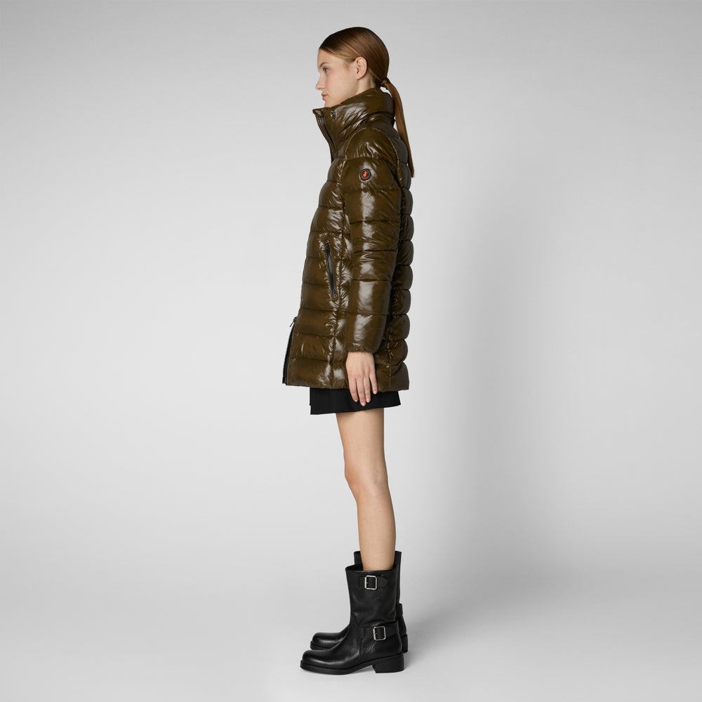 Save the duck PIUMINO ANIMAL FREE CON CAPPUCCIO DONNA MARJORIE VERDE MILITARE Fino Al -60%