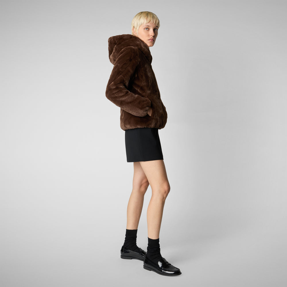Save the duck GIACCA CON CAPPUCCIO DONNA LAILA MARRONE Shopping Online