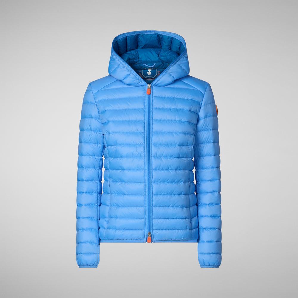 Save the duck PIUMINO ANIMAL FREE CON CAPPUCCIO DONNA DAISY BLU CERULEO Sottocosto