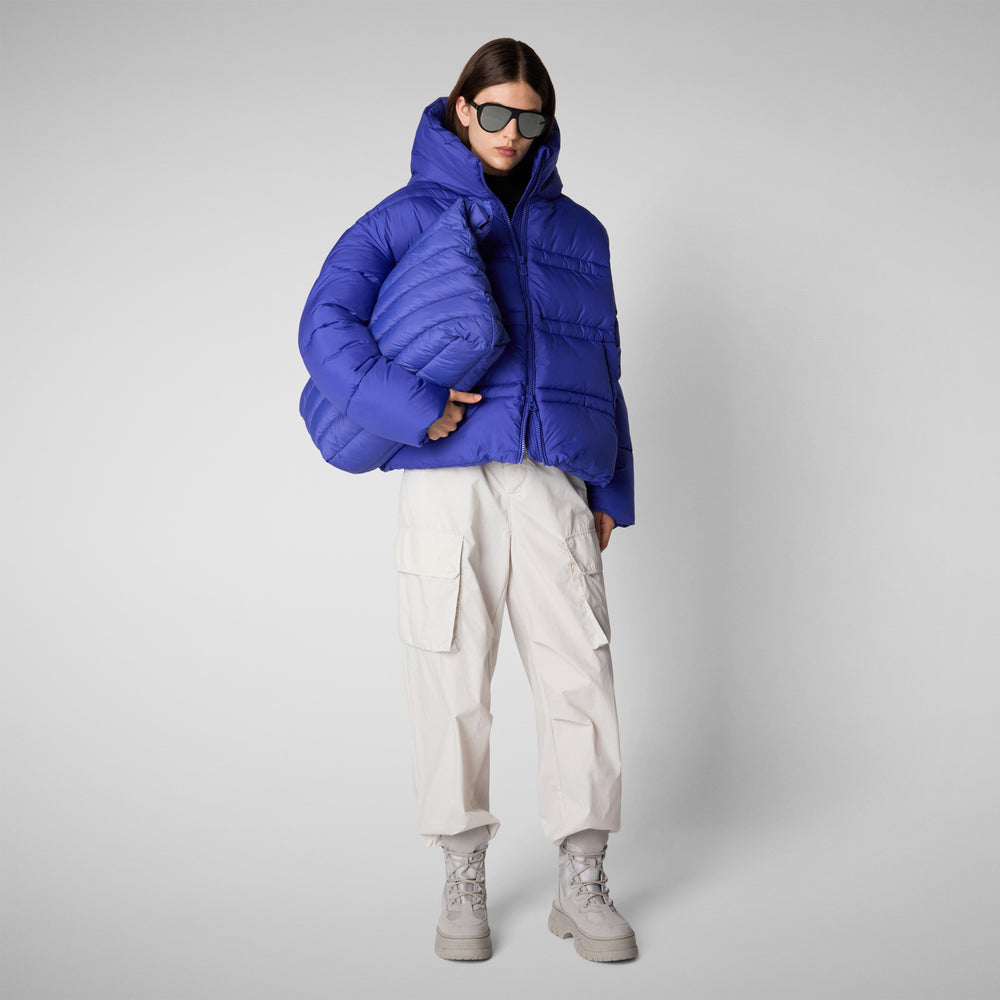 Save the duck PIUMINO ANIMAL FREE CON CAPPUCCIO DONNA KERI BLU GENZIANA Economico
