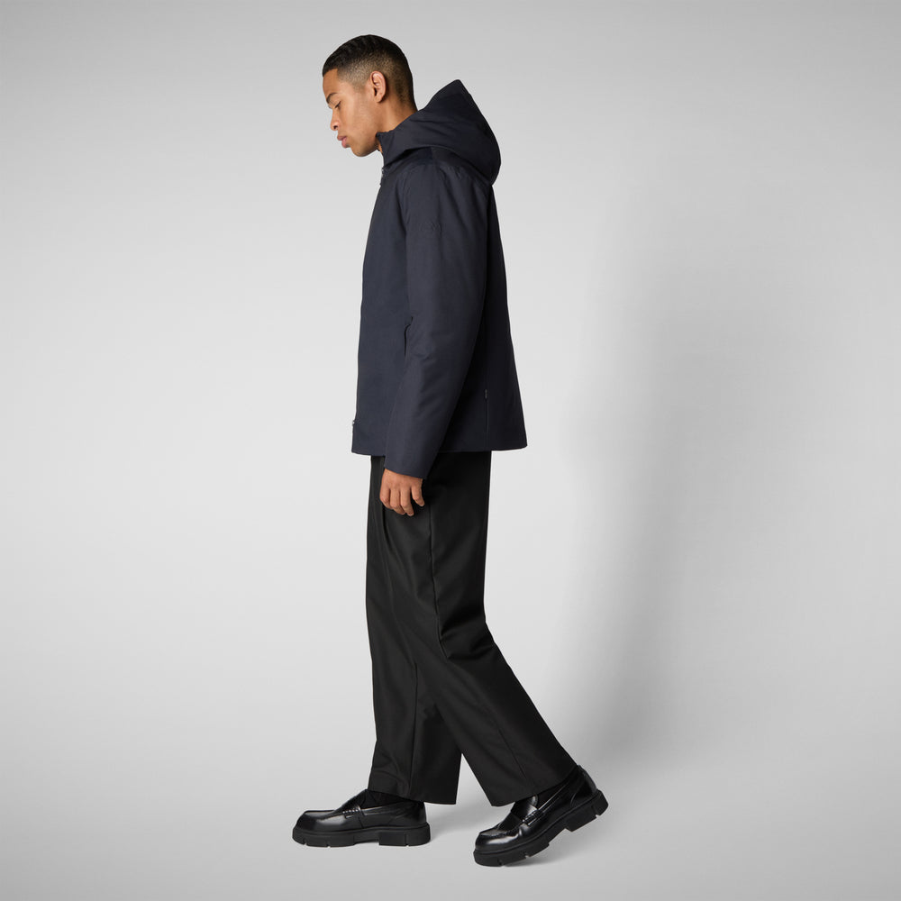 Save the duck PIUMINO ANIMAL FREE CON CAPPUCCIO UOMO BARNABY BLU NERO Vendita Calda