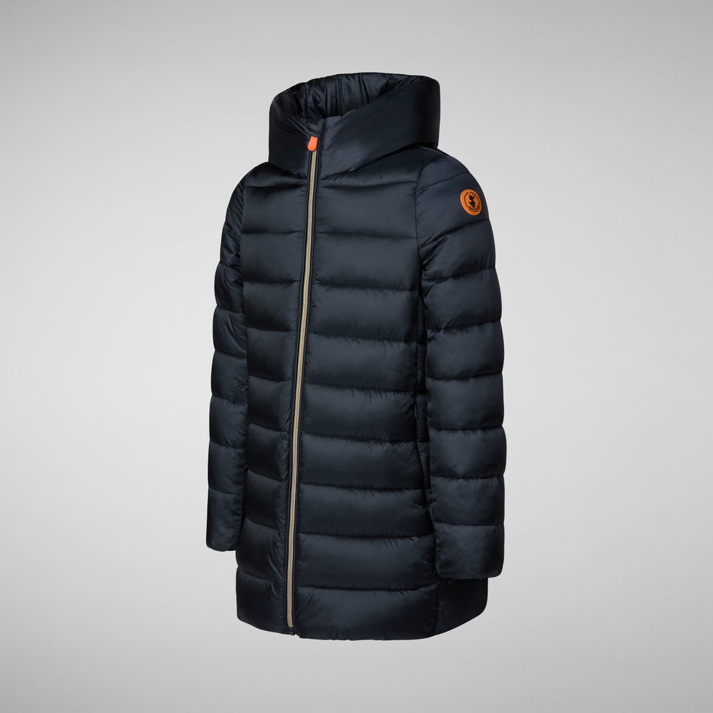Save the duck PIUMINO ANIMAL FREE CON CAPPUCCIO BAMBINA ORIANA BLU NERO Nuova