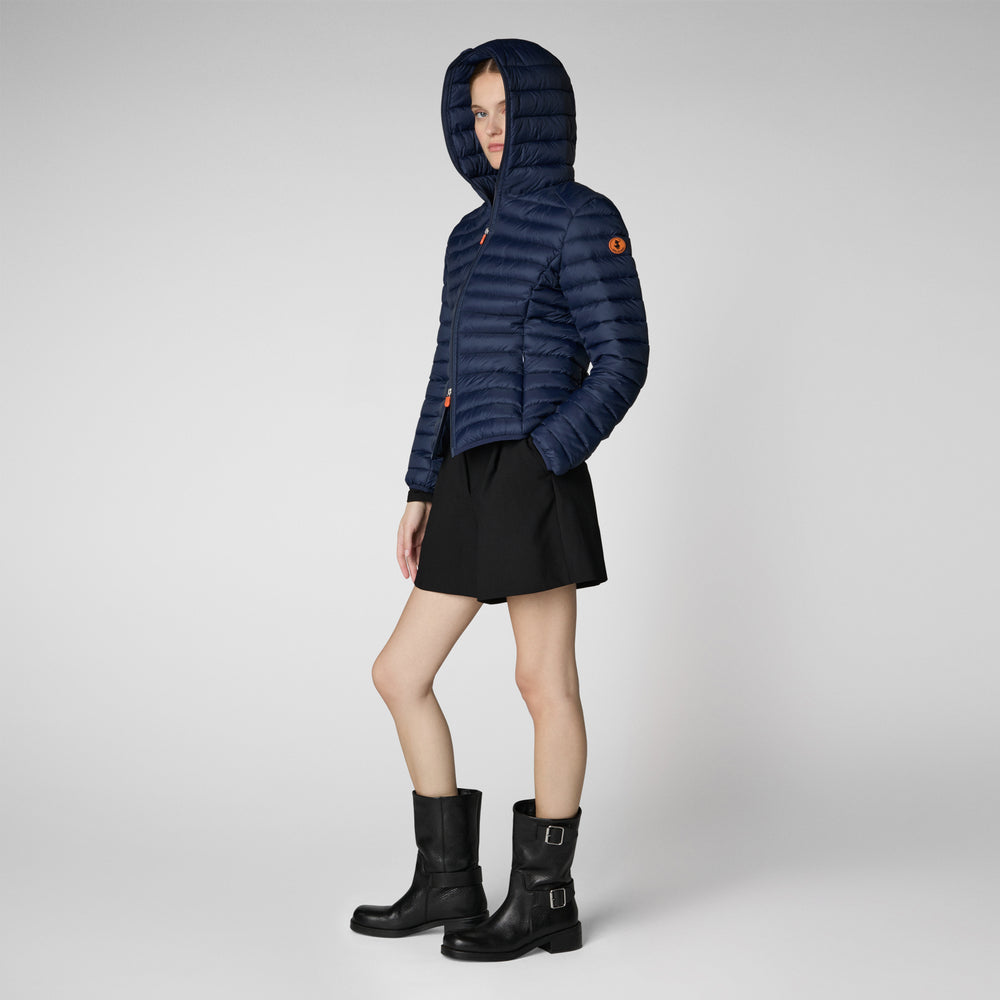 Save the duck Piumino animal free con cappuccio donna Daisy blu navy Qualità Garantita