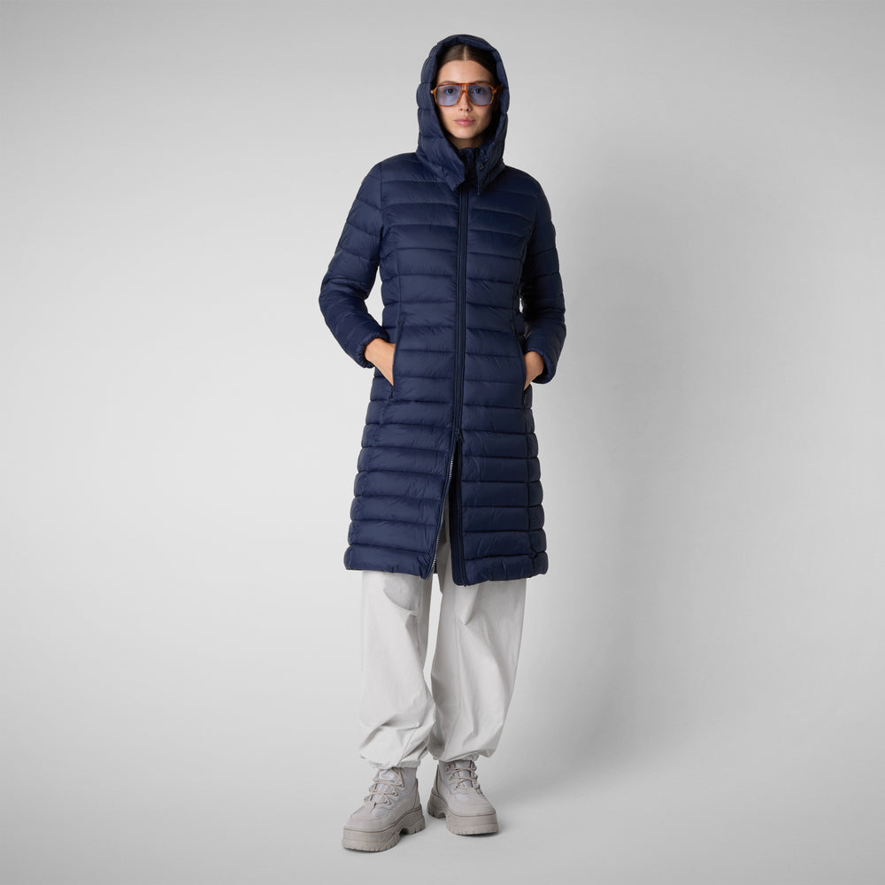 Save the duck PIUMINO ANIMAL FREE CON CAPPUCCIO DONNA EILEEN BLU NAVY Offerta natalizia