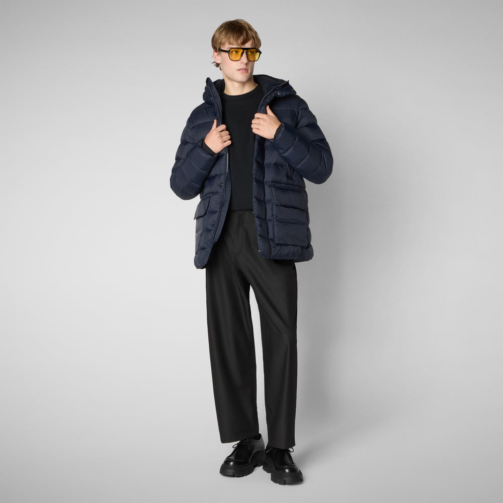 Save the duck PIUMINO ANIMAL FREE CON CAPPUCCIO UOMO LYLE BLU NERO Prezzo Ridotto