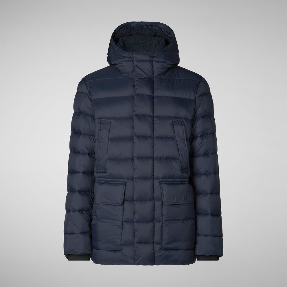 Save the duck PIUMINO ANIMAL FREE CON CAPPUCCIO UOMO LYLE BLU NERO Prezzo Ridotto