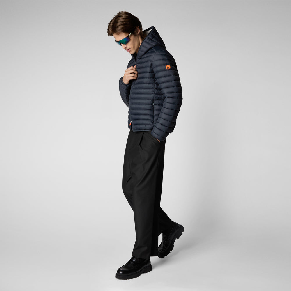 Save the duck PIUMINO ANIMAL FREE CON CAPPUCCIO UOMO DONALD GRIGIO NERO Economico