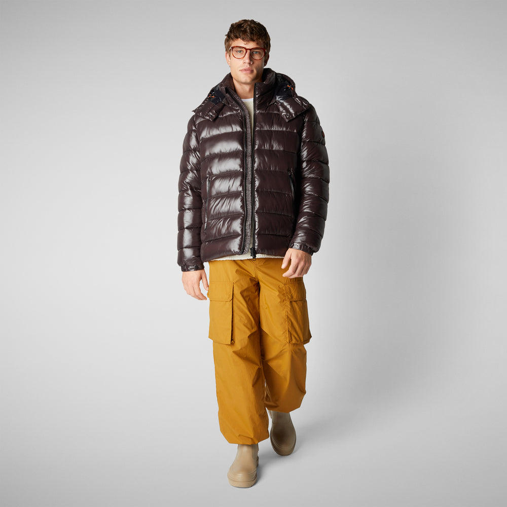 Save the duck PIUMINO ANIMAL FREE CON CAPPUCCIO UOMO FLORIAN MARRONE NERO Saldi
