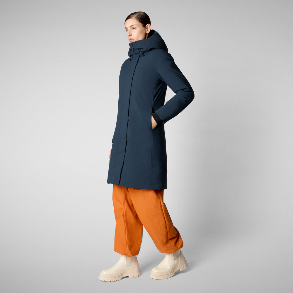 Save the duck PARKA DONNA CON CAPPUCCIO SIENNA BLU NERO In Saldo