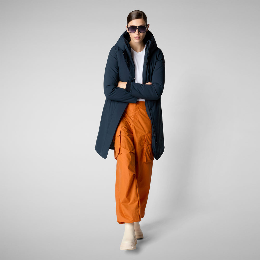 Save the duck PARKA DONNA CON CAPPUCCIO SIENNA BLU NERO In Saldo