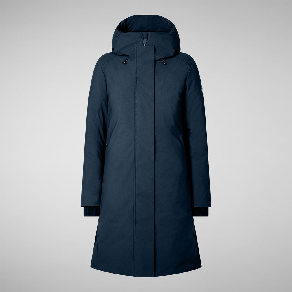 Save the duck PARKA DONNA CON CAPPUCCIO SIENNA BLU NERO In Saldo