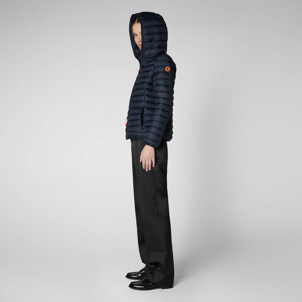 Save the duck PIUMINO ANIMAL FREE CON CAPPUCCIO DONNA DAISY BLU NERO Moda