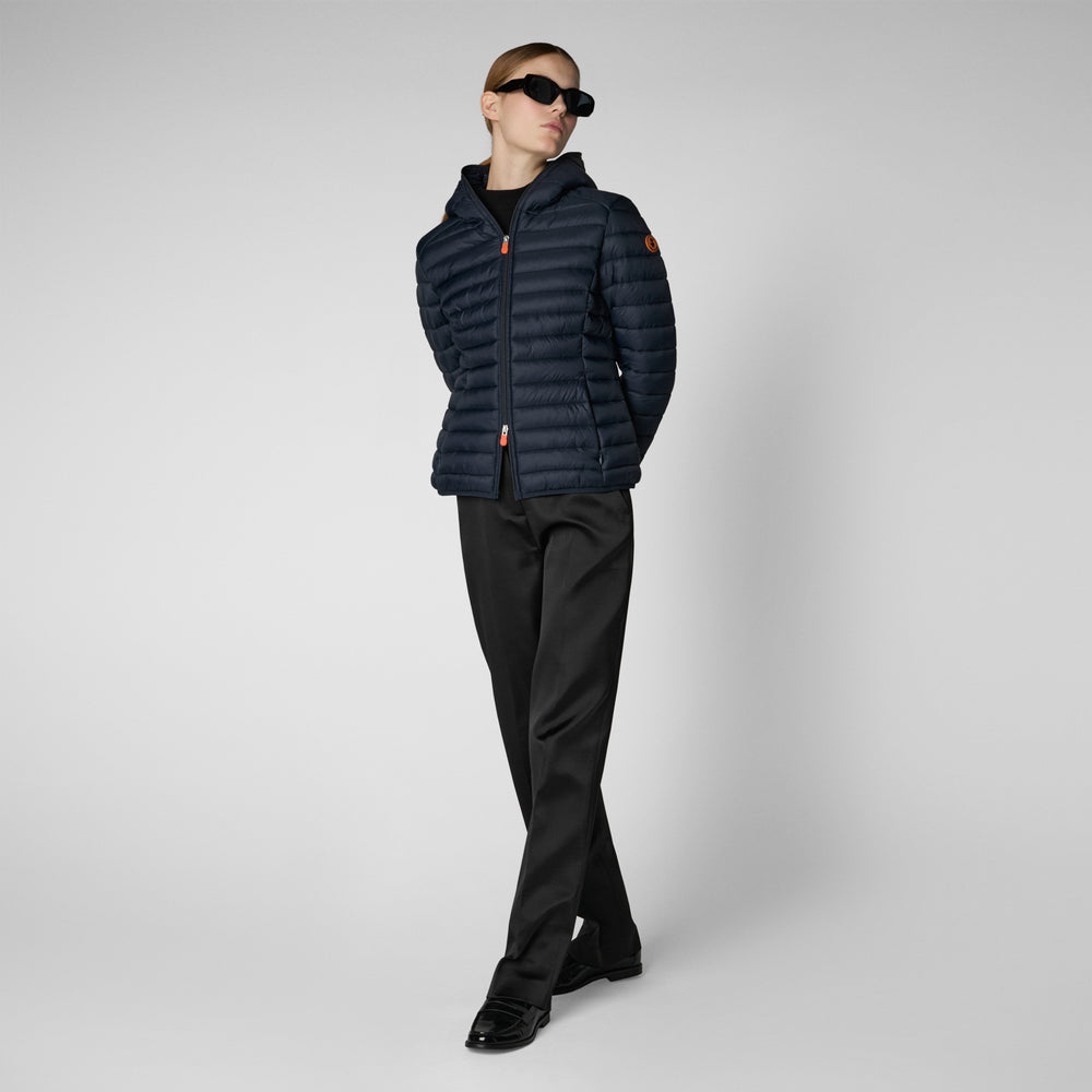 Save the duck PIUMINO ANIMAL FREE CON CAPPUCCIO DONNA DAISY BLU NERO Moda