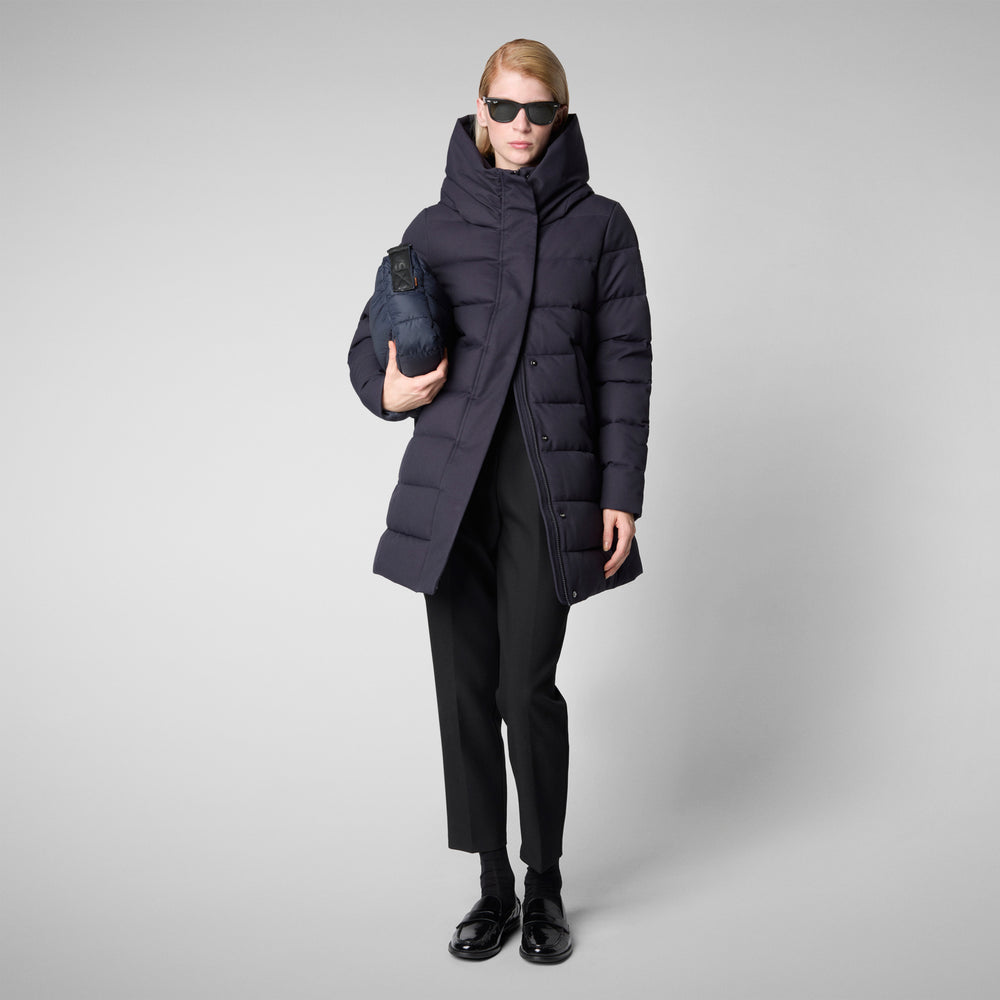 Save the duck CAPPOTTO CON CAPPUCCIO TATIANA BLU NERO 2025