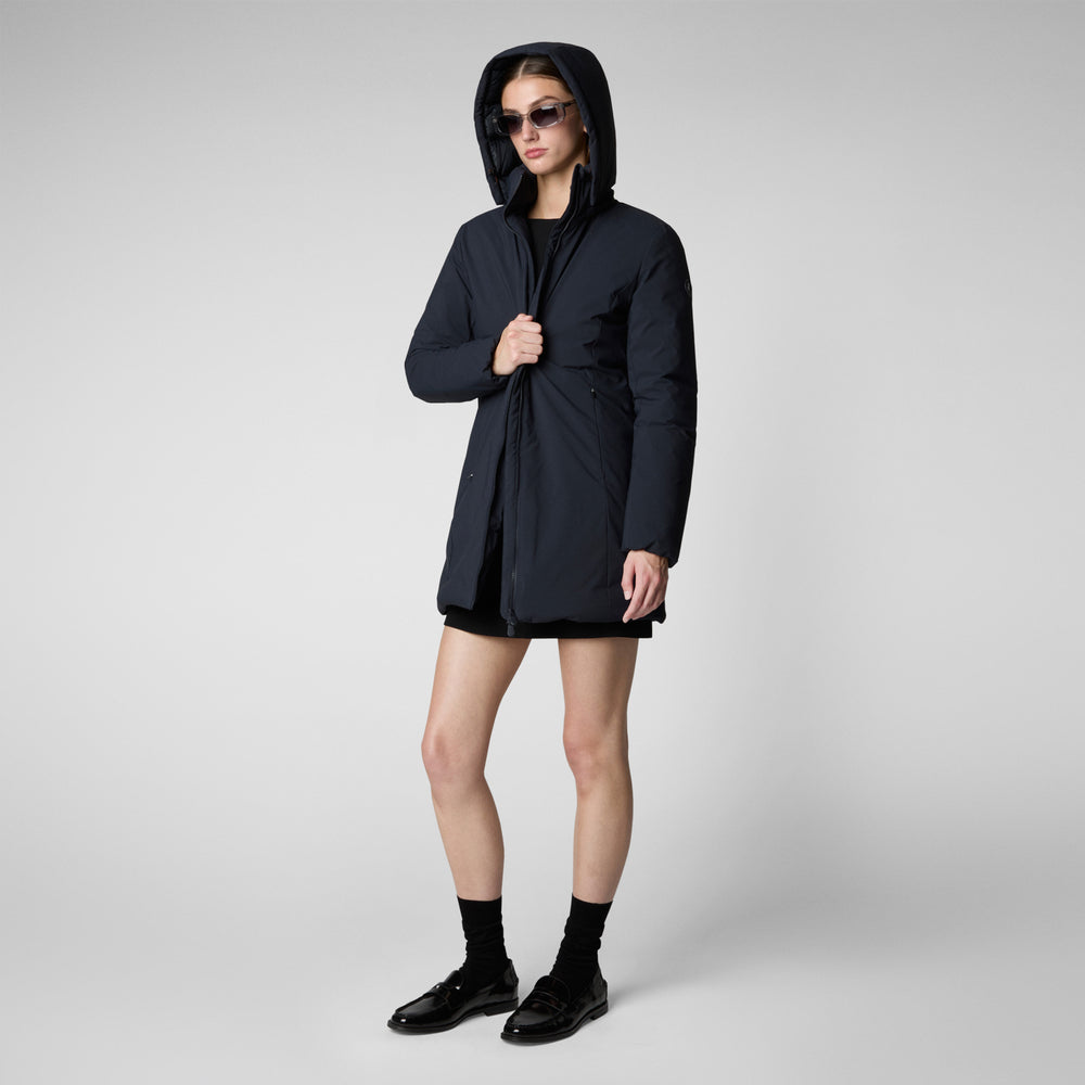 Save the duck PARKA DONNA CON CAPPUCCIO RACHEL BLU NERO Nuovo