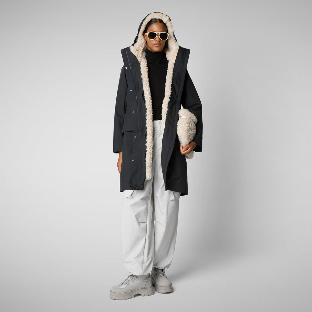 Save the duck PARKA DONNA CON CAPPUCCIO NOELLE BLU NERO Affare Del Giorno