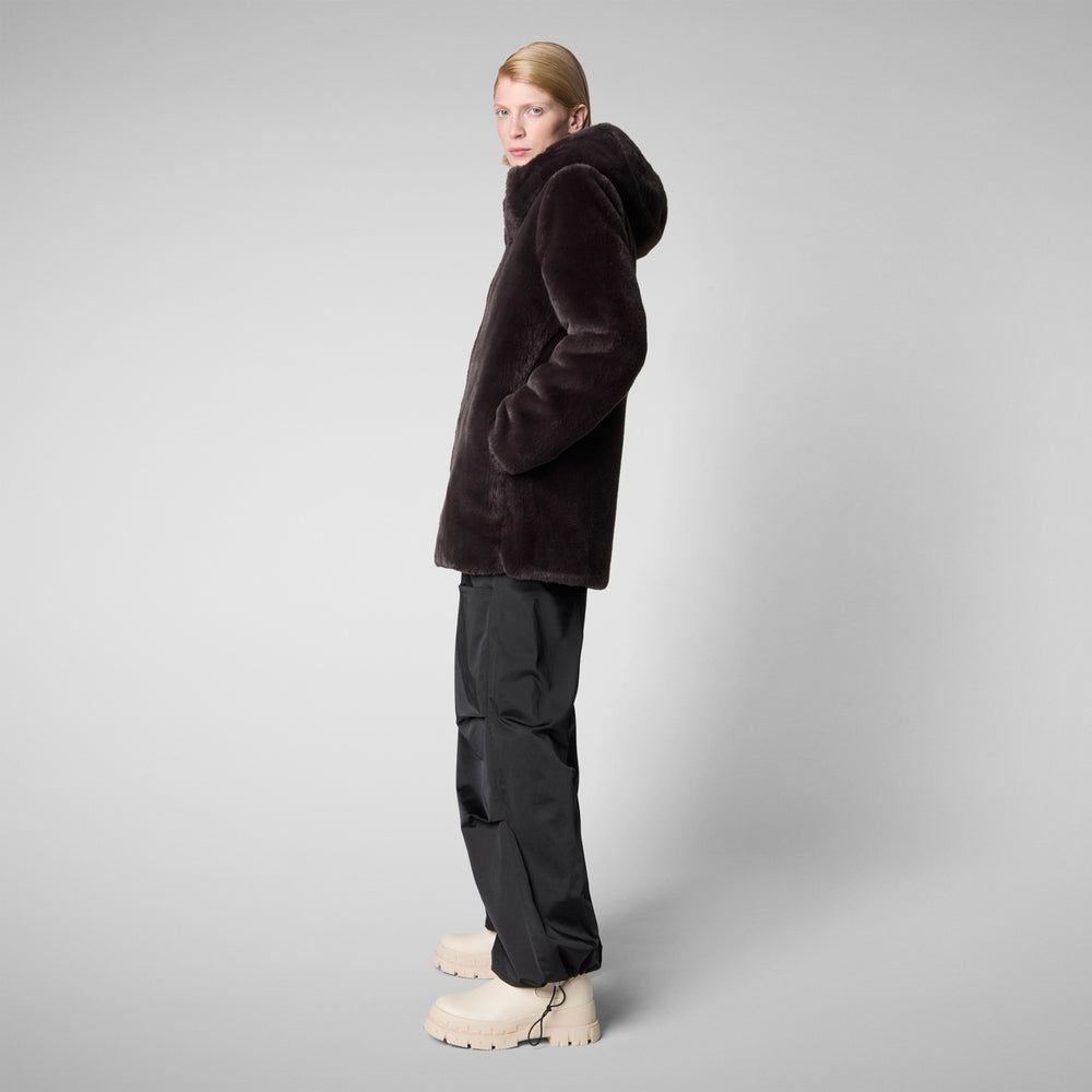 Save the duck GIACCA CON CAPPUCCIO DONNA BRIDGET BROWN NERO Prezzo Ridotto