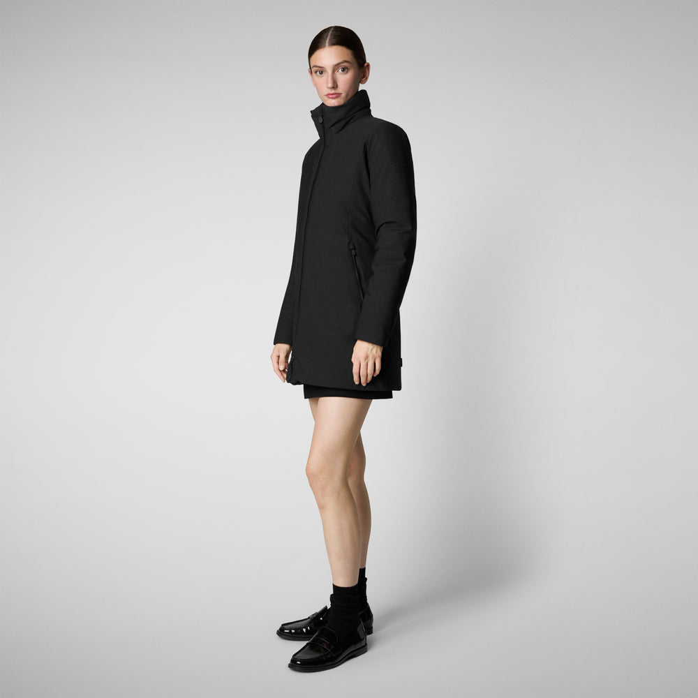 Save the duck giacca DONNA CON CAPPUCCIO LILA NERO Nuova