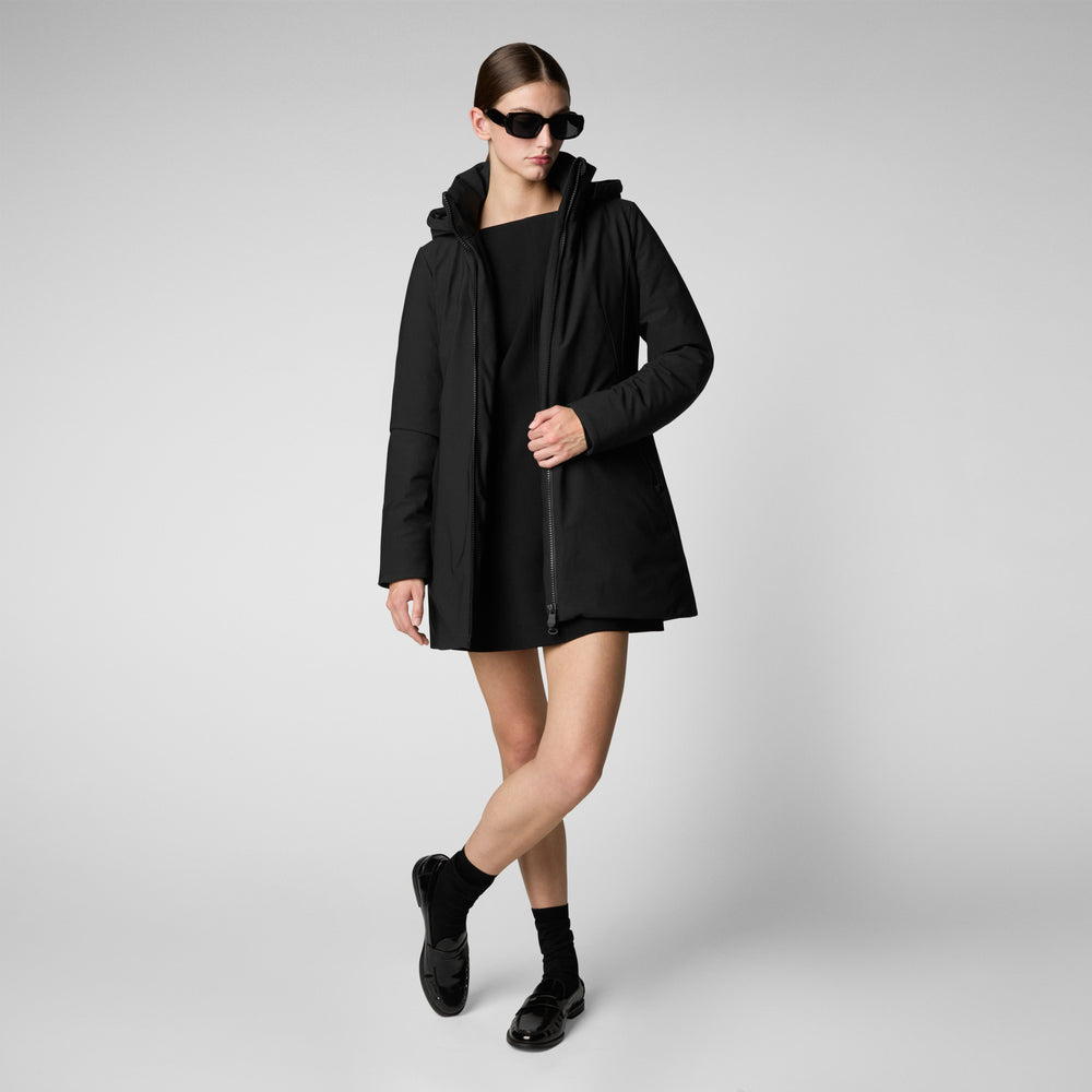 Save the duck giacca DONNA CON CAPPUCCIO LILA NERO Nuova
