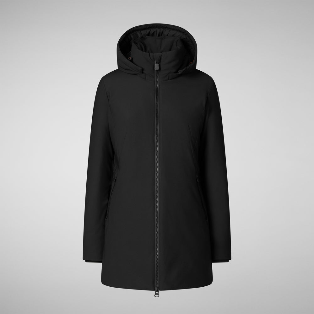 Save the duck giacca DONNA CON CAPPUCCIO LILA NERO Nuova