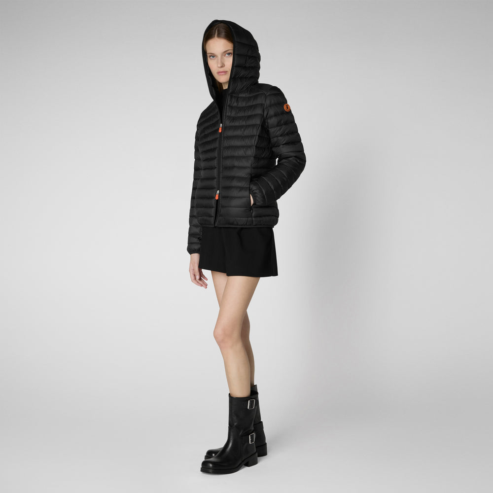 Save the duck Piumino animal free con cappuccio donna Daisy Nero 2025