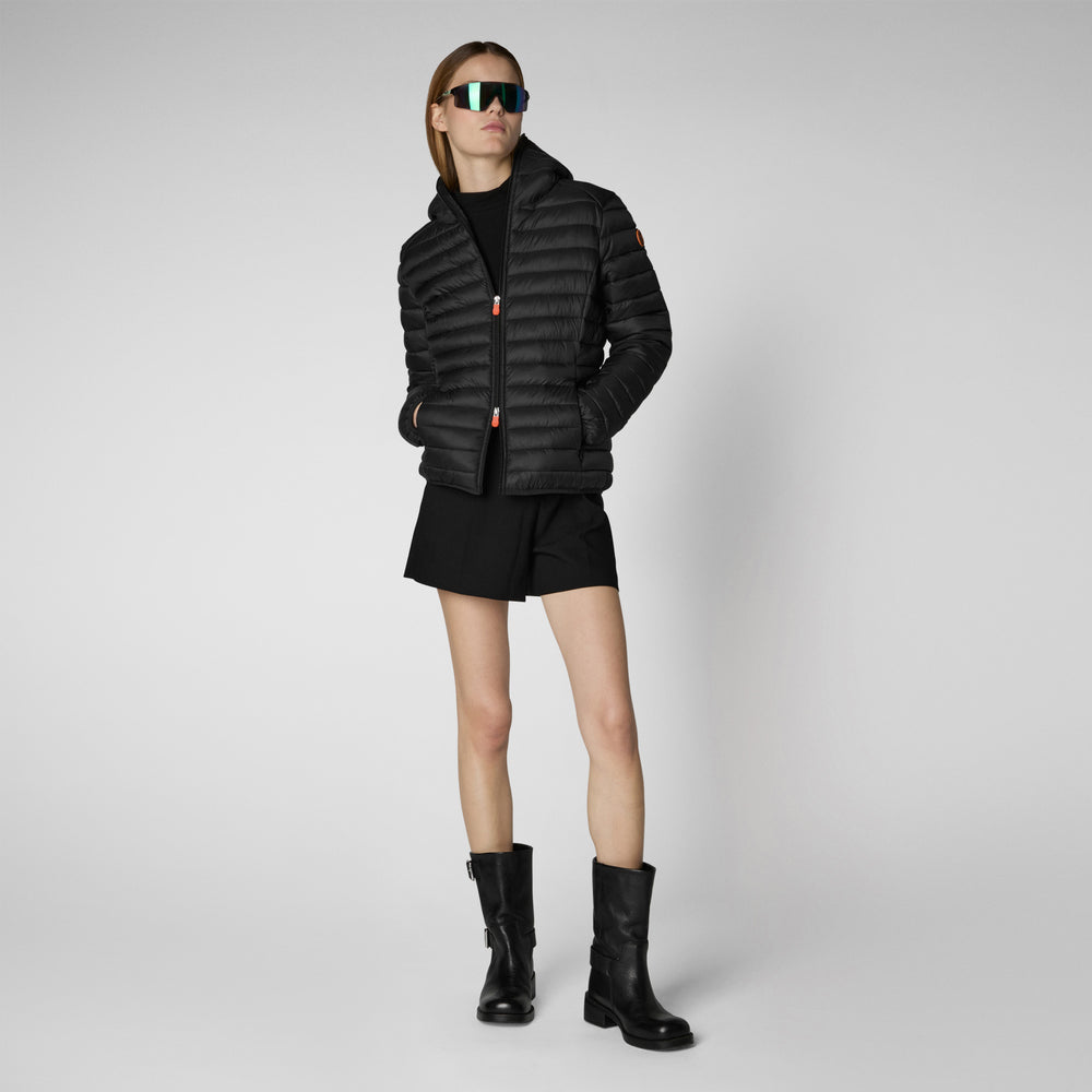Save the duck Piumino animal free con cappuccio donna Daisy Nero 2025