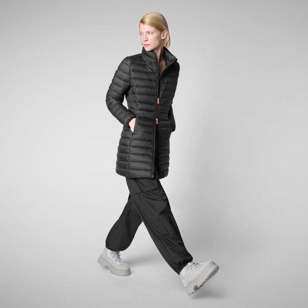 Save the duck PIUMINO ANIMAL FREE CON CAPPUCCIO DONNA CAROL NERO Nuovo