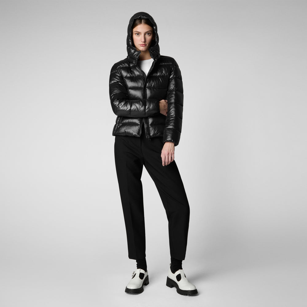 Save the duck PIUMINO ANIMAL FREE CON CAPPUCCIO DONNA COSMARY NERO Sottocosto