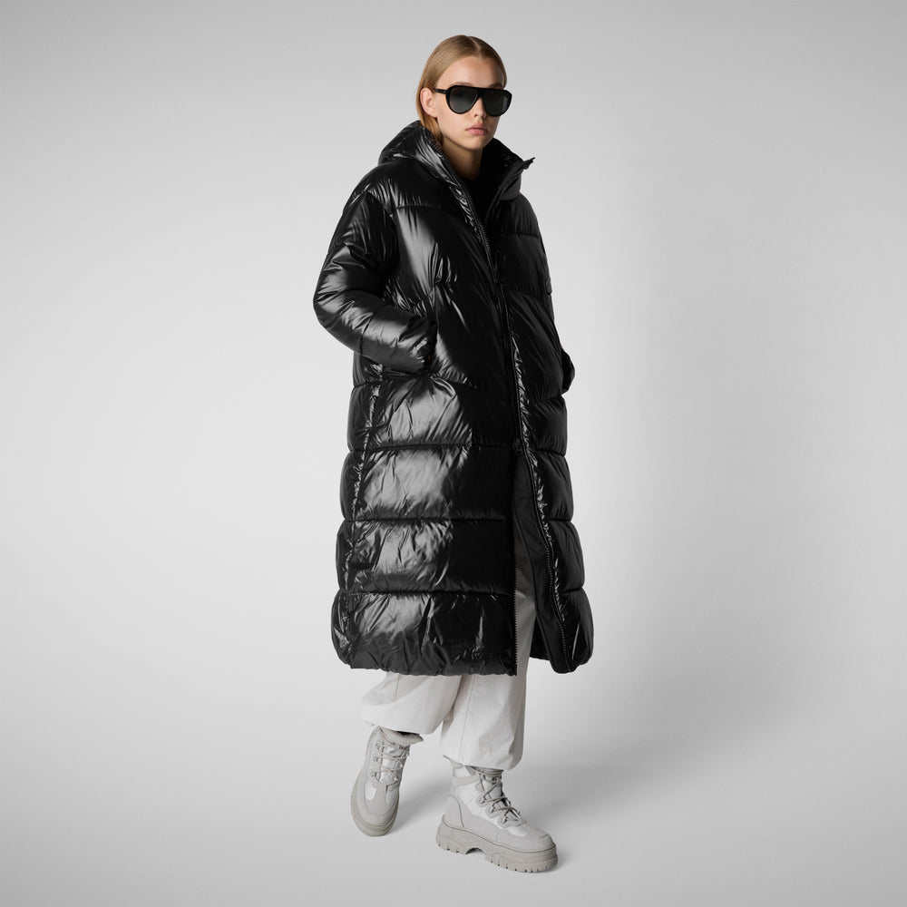 Save the duck PIUMINO ANIMAL FREE CON CAPPUCCIO DONNA CLARICE NERO Presa